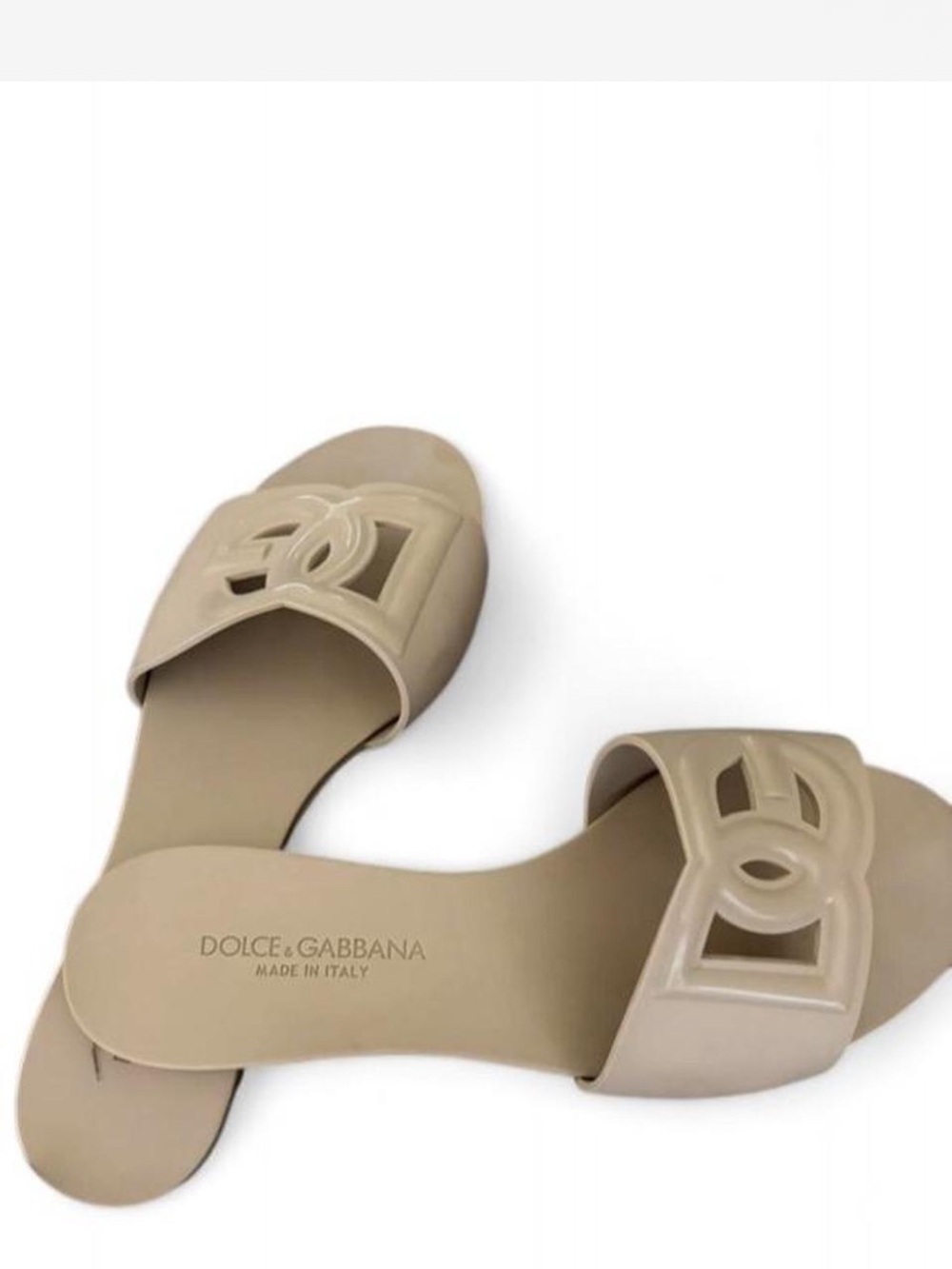 Dolce & Gabbana Beige Logo Slide Sandals